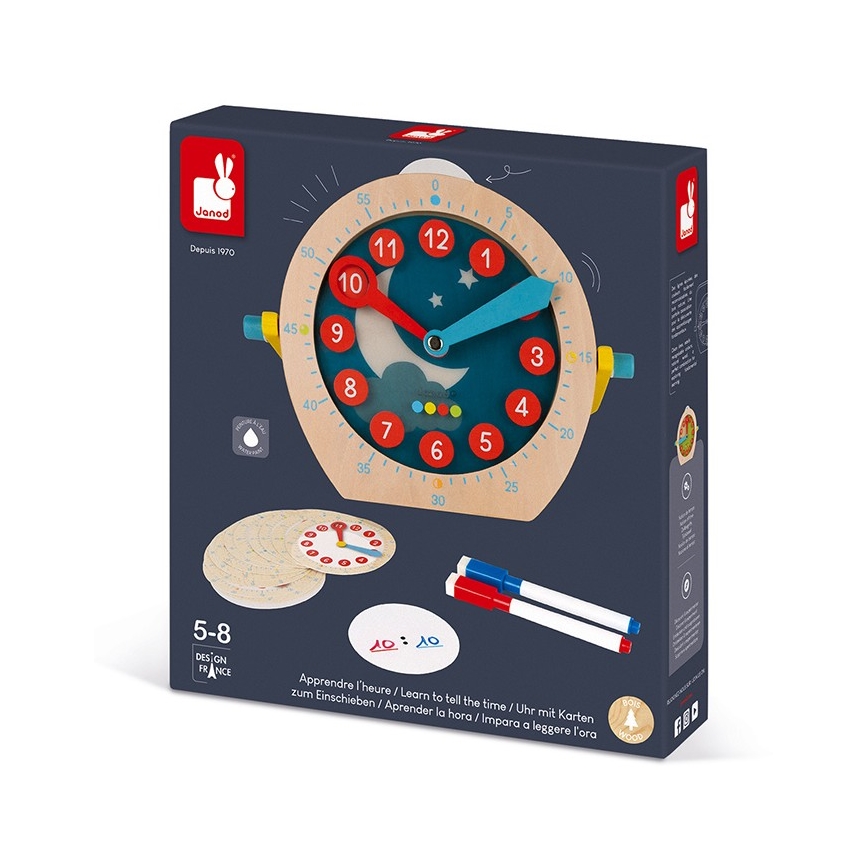 Janod - Ceas de lemn pentru copii JUCĂRII EDUCATIVE