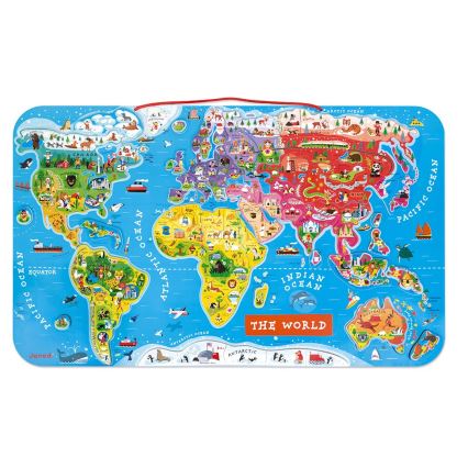 Janod - Hartă magnetică a lumii în limba engleză