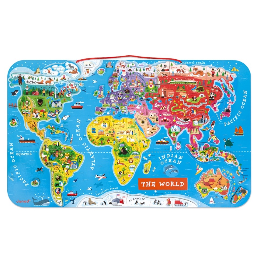 Janod - Hartă magnetică a lumii în limba engleză