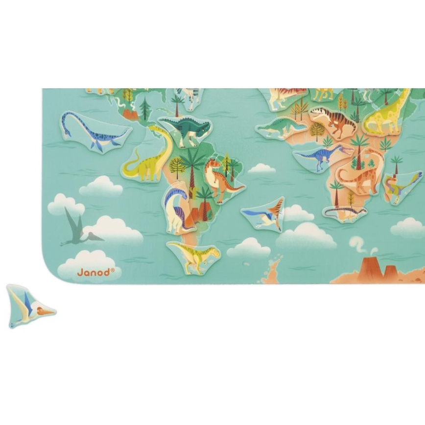 Janod - Harta magnetică cu dinozauri