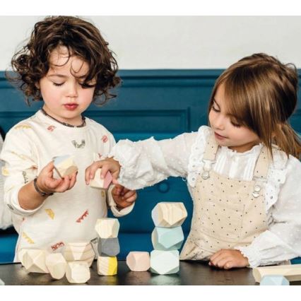 Janod - Set de 20 cuburi din lemn SWEET COCOON, pietre