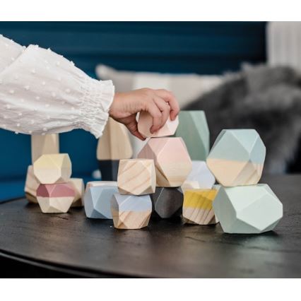 Janod - Set de 20 cuburi din lemn SWEET COCOON, pietre