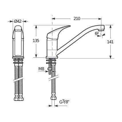 JIKA H3511N10042301 - Baterie pentru chiuvetă TALAS, 13,5 cm, crom lucios