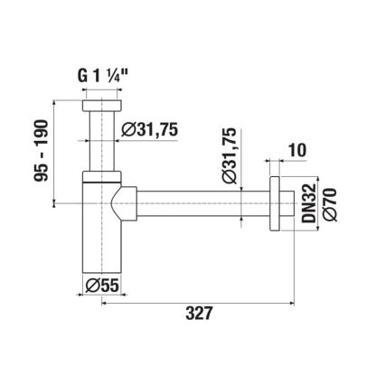 JIKA H3741R00040001 - Sifon rotund pentru lavoar RIO, crom lucios