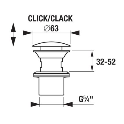 JIKA H3917100040001 - Sifon pentru lavoar CLICK-CLACK, diametru 6,3 cm, crom lucios