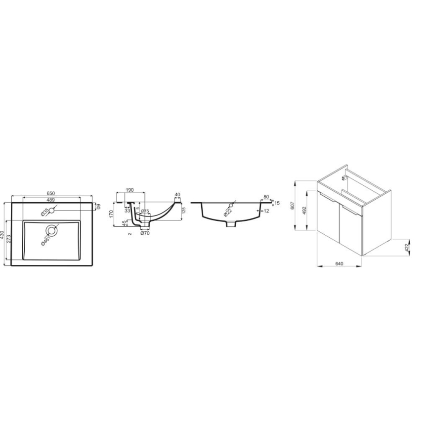 JIKA H4536011763001 - Dulap de baie cu chiuvetă CUBE 60,7x65 cm alb