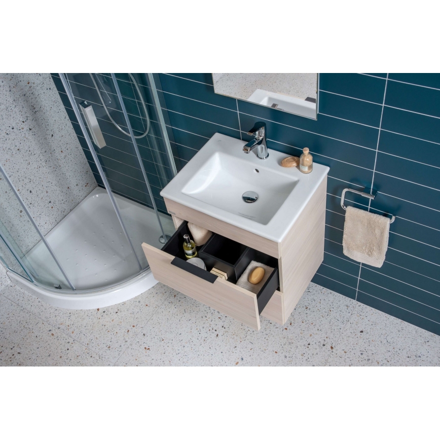 JIKA H4536021765141 - Corp de baie CUBE cu lavoar, 60,7 x 65 cm, frasin