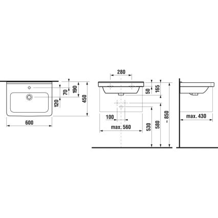 JIKA H8104230001041 - Lavoar suspendat CUBITO 60x45 cm ceramică/alb