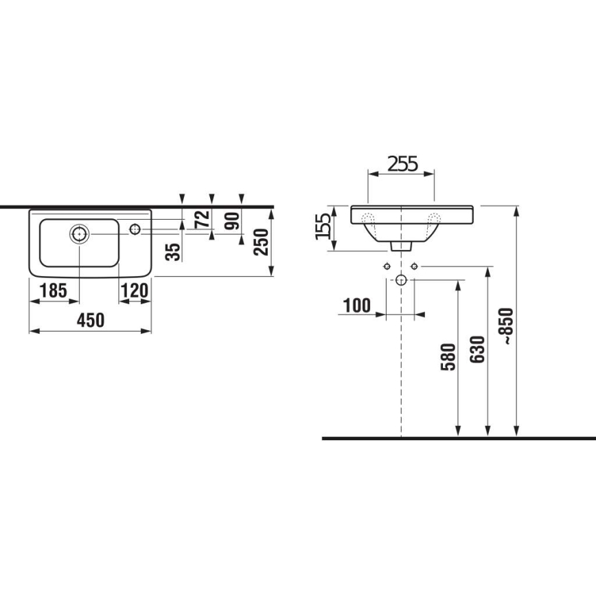 JIKA H8114240001061 - Lavoar suspendat CUBITO 45x25 cm ceramică/ alb