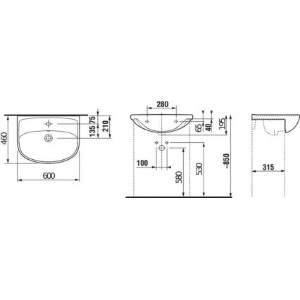 JIKA H8133830001041 - Lavoar încastrat LYRA 60x46 cm ceramică/ alb