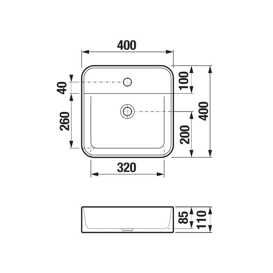 JIKA H8183610001111 - Lavoar pentru blat ASTRA 40x40 cm ceramică/ alb