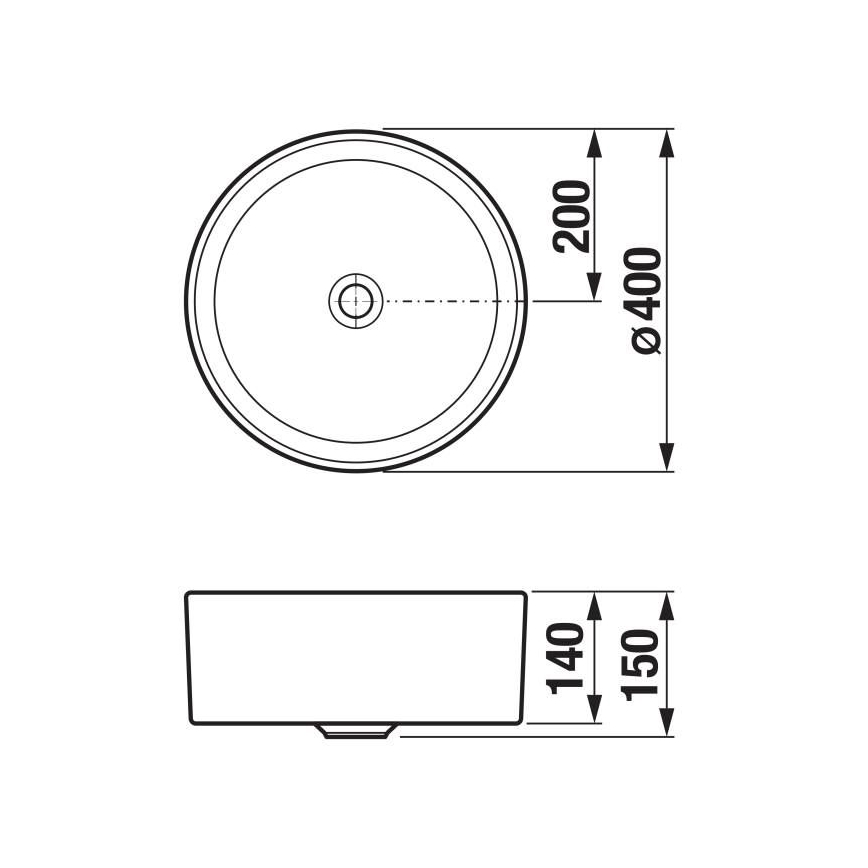 JIKA H8184207161121 - Lavoar pentru blat CUBITO, diametru 40 cm, ceramică/negru mat