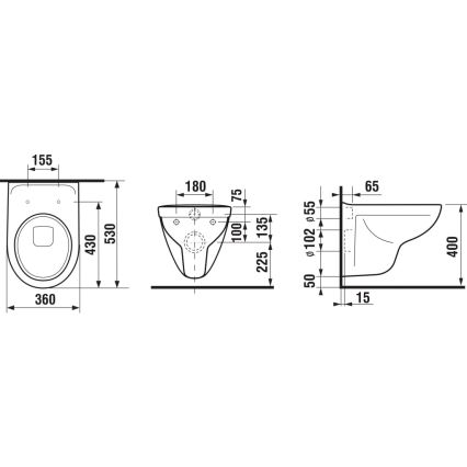 JIKA H8663810000001 - Vas WC suspendat LYRA, ceramică/alb + capac WC LYRA, duroplast/alb