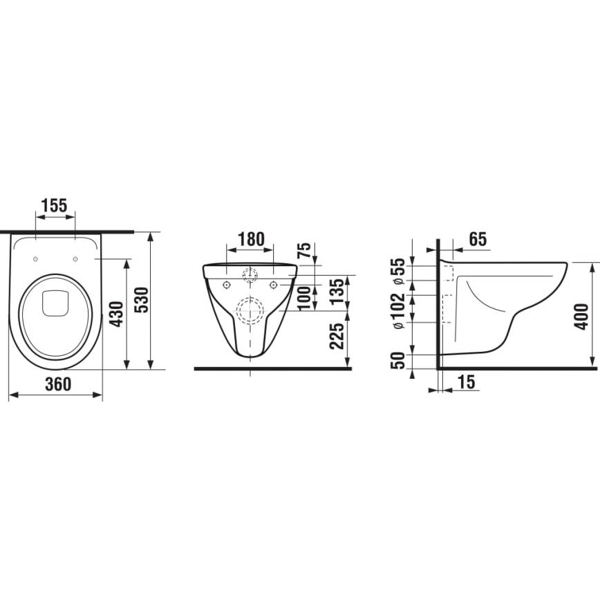JIKA H8663810000001 - Vas WC suspendat LYRA, ceramică/alb + capac WC LYRA, duroplast/alb