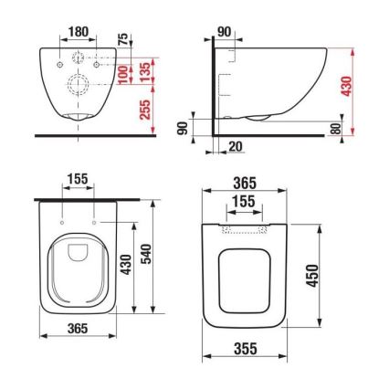 JIKA H8669540000001 - Vas WC suspendat PURE, ceramică, alb + Capac WC SoftClose PURE, duroplast, alb