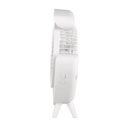 JOHNSON - Ventilator de masă reîncărcabil LED RGB multicolor, LED 5W, 3,7V, 1200 mAh, diam. 14 cm, alb