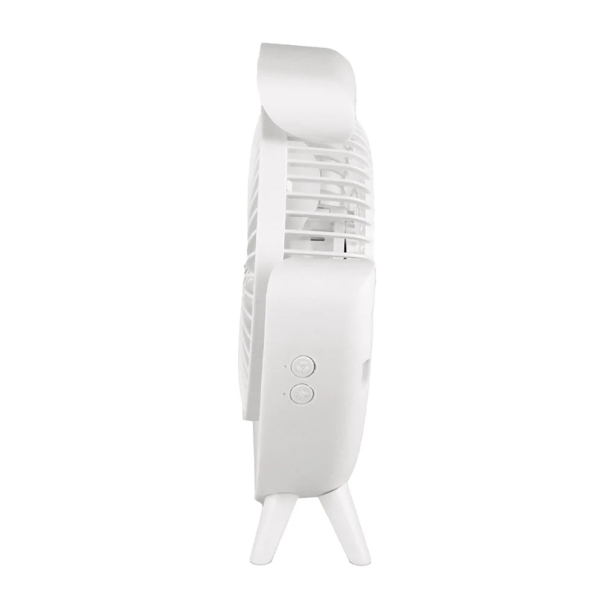 JOHNSON - Ventilator de masă reîncărcabil LED RGB multicolor, LED 5W, 3,7V, 1200 mAh, diam. 14 cm, alb