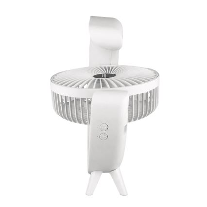 JOHNSON - Ventilator de masă reîncărcabil LED RGB multicolor, LED 5W, 3,7V, 1200 mAh, diam. 14 cm, alb
