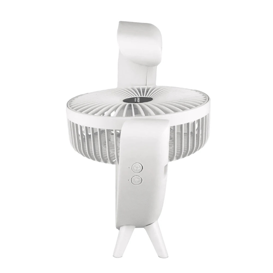 JOHNSON - Ventilator de masă reîncărcabil LED RGB multicolor, LED 5W, 3,7V, 1200 mAh, diam. 14 cm, alb