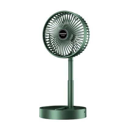 JOHNSON - Ventilator de birou reîncărcabil TORTUGA 5W/3,7V 1200 mAh, diametru 16,5 cm, verde