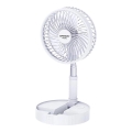 JOHNSON - Ventilator de masă reîncărcabil GIRAFFA 5W/3,7V 1200 mAh Ø 20 cm alb