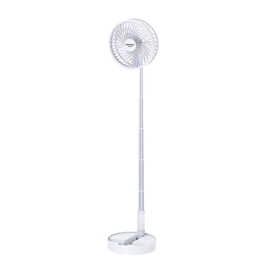 JOHNSON - Ventilator de masă reîncărcabil GIRAFFA 5W/3,7V 1200 mAh Ø 20 cm alb
