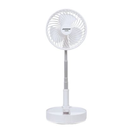 JOHNSON - Ventilator de masă reîncărcabil GIRAFFA 5W/3,7V 1200 mAh Ø 20 cm alb