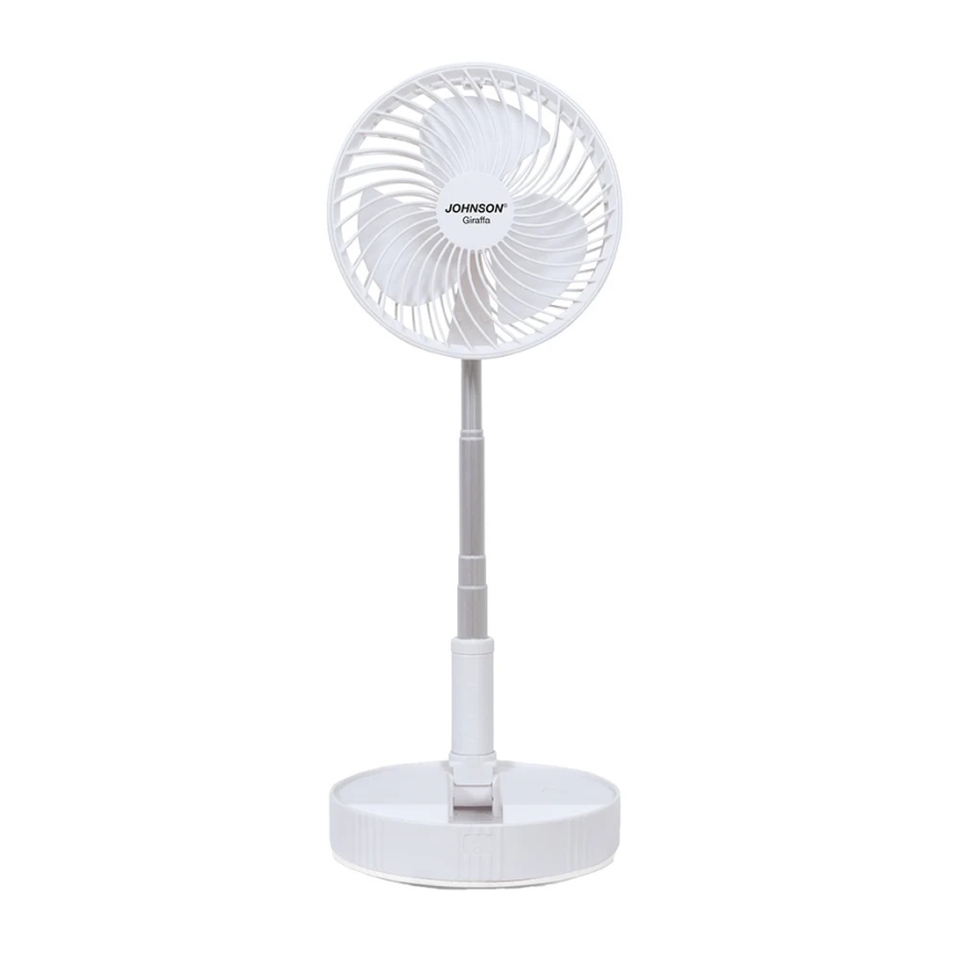 JOHNSON - Ventilator de masă reîncărcabil GIRAFFA 5W/3,7V 1200 mAh Ø 20 cm alb