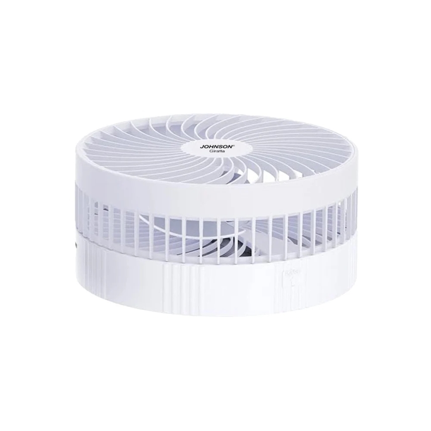 JOHNSON - Ventilator de masă reîncărcabil GIRAFFA 5W/3,7V 1200 mAh Ø 20 cm alb