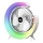 JOHNSON - Ventilator de masă reîncărcabil LED RGB multicolor, LED 5W, 3,7V, 1200 mAh, diam. 14 cm, alb
