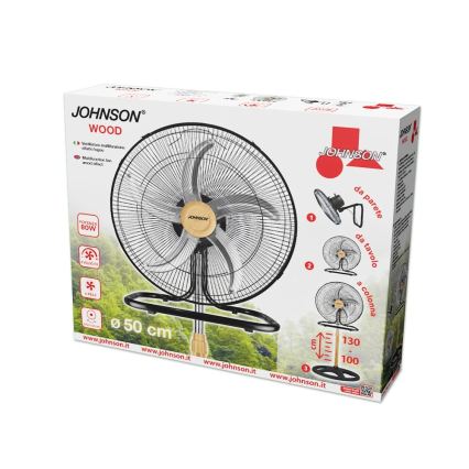 JOHNSON - Ventilator de podea 3 în 1 WOOD 80W/230V 130 cm negru/bej