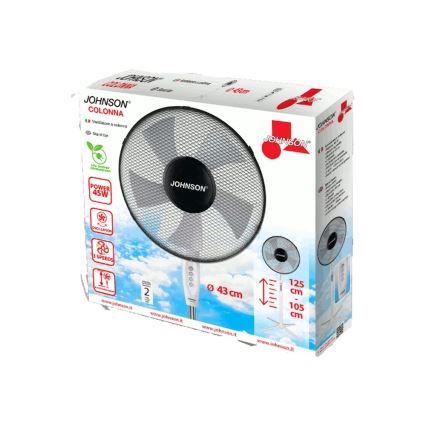 JOHNSON - Ventilator de podea COLONNA 45W/230V, 125 cm, negru/alb