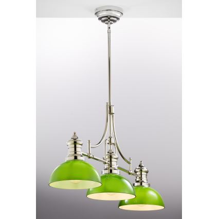Jupiter 2072 - Lustră pe tijă PLATINO 3xE27/15W/230V verde/crom lucios
