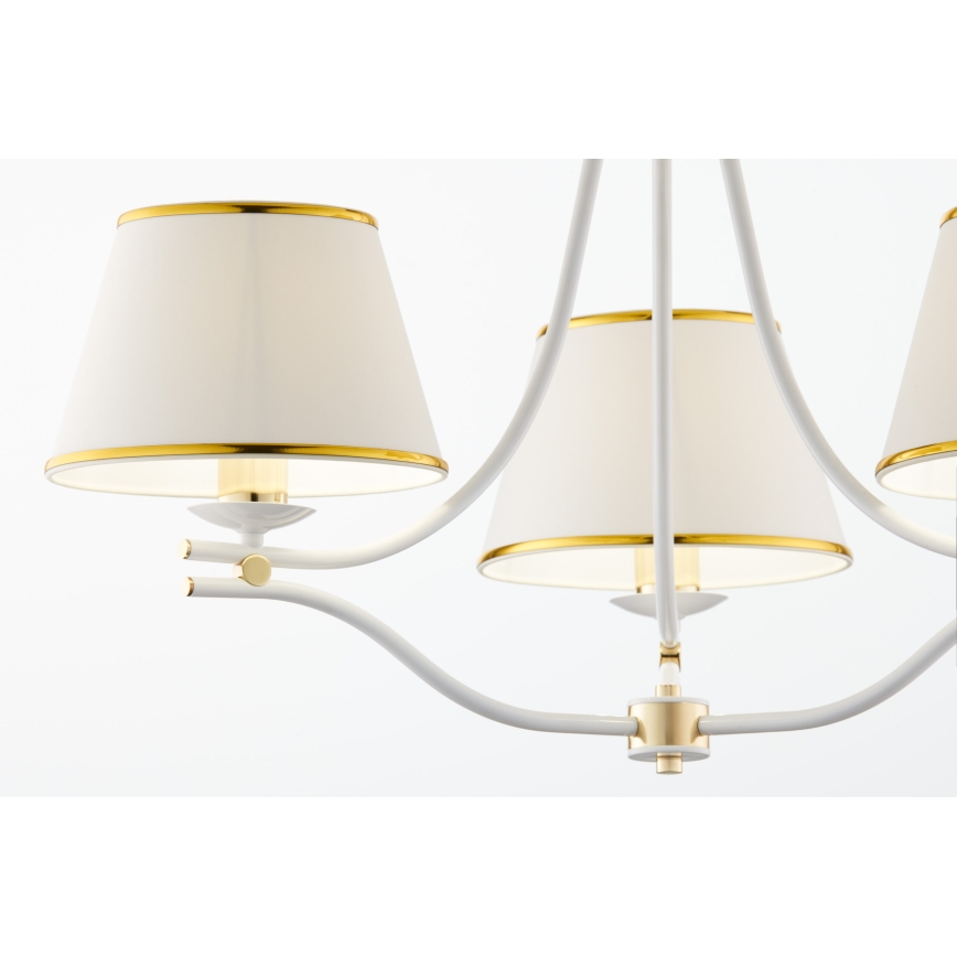 Jupiter 2085 - Candelabru pe lanț SAMBA 3xE27/15W/230V alb/auriu