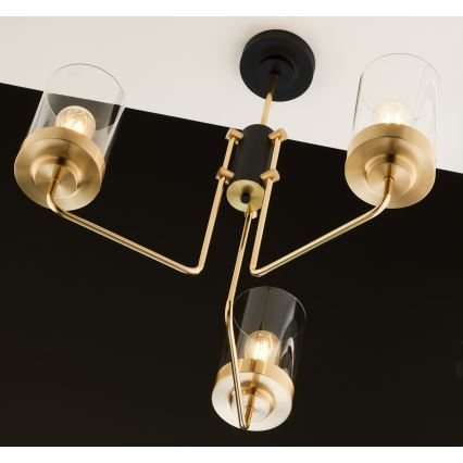 Jupiter 2087 - Lustru cu tija RAMIREZ 3xE27/15W/230V auriu/negru