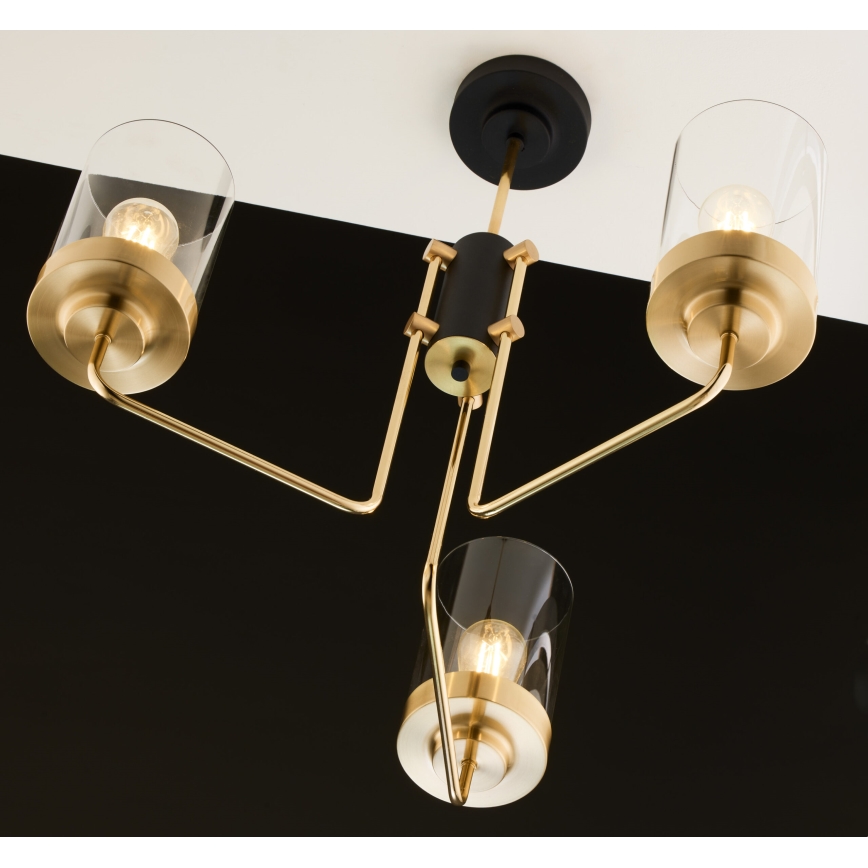 Jupiter 2087 - Lustru cu tija RAMIREZ 3xE27/15W/230V auriu/negru