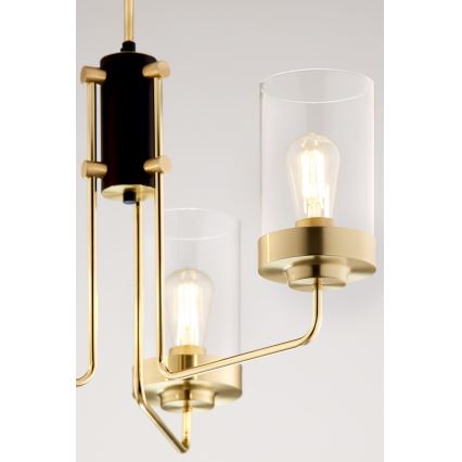 Jupiter 2087 - Lustru cu tija RAMIREZ 3xE27/15W/230V auriu/negru