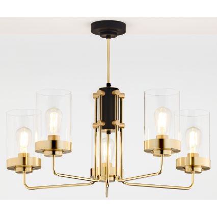 Jupiter 2088 - Lustră pe tijă RAMIREZ 5xE27/15W/230V auriu/negru