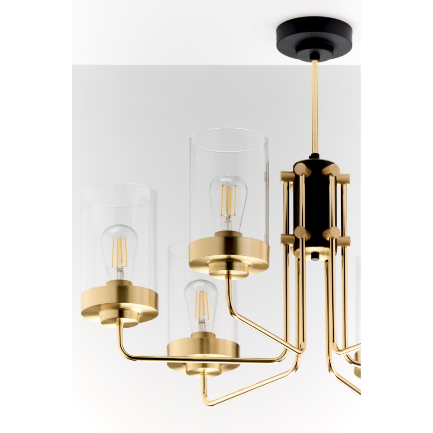 Jupiter 2089 - Lustră pe tijă RAMIREZ, 6xE27/15W/230V, auriu/negru