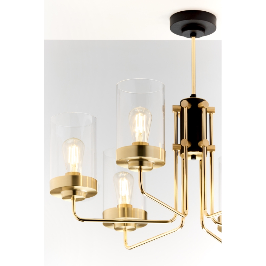 Jupiter 2089 - Lustră pe tijă RAMIREZ, 6xE27/15W/230V, auriu/negru