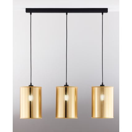Jupiter 2092 - Lustră suspendată pe cablu CORTINA 3xE27/15W/230V auriu/negru