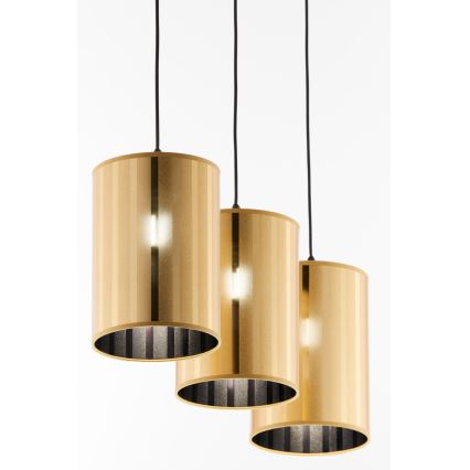 Jupiter 2092 - Lustră suspendată pe cablu CORTINA 3xE27/15W/230V auriu/negru