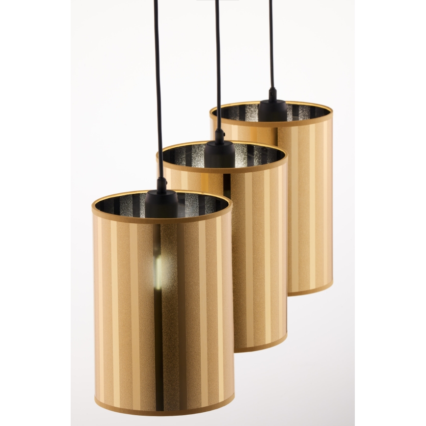 Jupiter 2092 - Lustră suspendată pe cablu CORTINA 3xE27/15W/230V auriu/negru