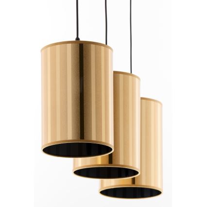 Jupiter 2092 - Lustră suspendată pe cablu CORTINA 3xE27/15W/230V auriu/negru