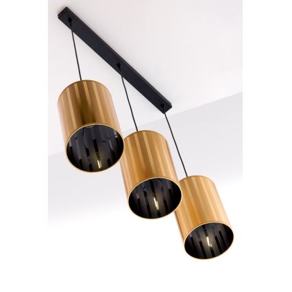 Jupiter 2092 - Lustră suspendată pe cablu CORTINA 3xE27/15W/230V auriu/negru