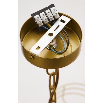 Jupiter 2094 - Candelabru ARTHUR suspendat cu lanț, 5xE27/15W/230V, albastru/auriu