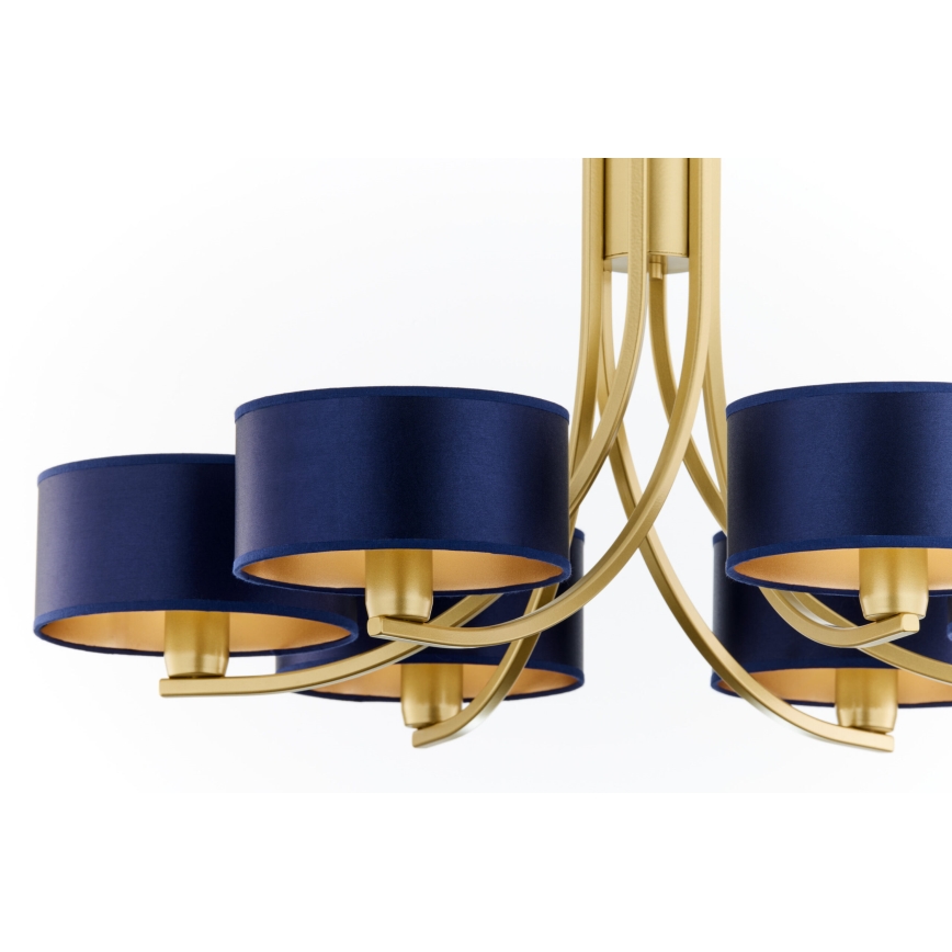 Jupiter 2095 - Candelabru ARTHUR cu lanț 6xE27/15W/230V albastru/auriu