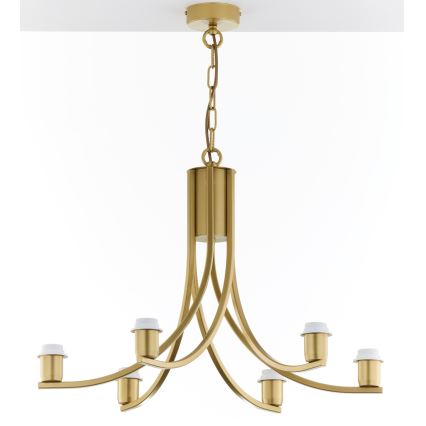 Jupiter 2095 - Candelabru ARTHUR cu lanț 6xE27/15W/230V albastru/auriu