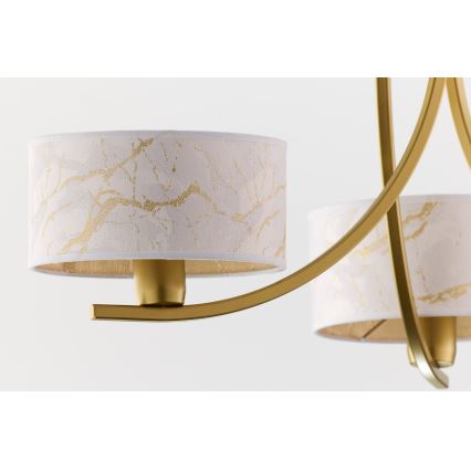 Jupiter 2096 - Lustră cu lanț ARTHUR, 3xE27/15W/230V, alb/auriu/decor de marmură