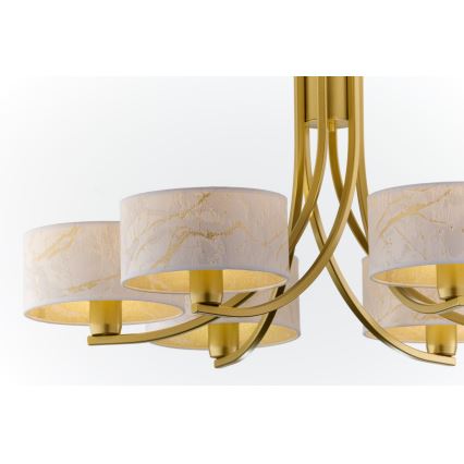 Jupiter 2098 - Lustru cu lanț ARTHUR 6xE27/15W/230V alb/auriu/decor marmură